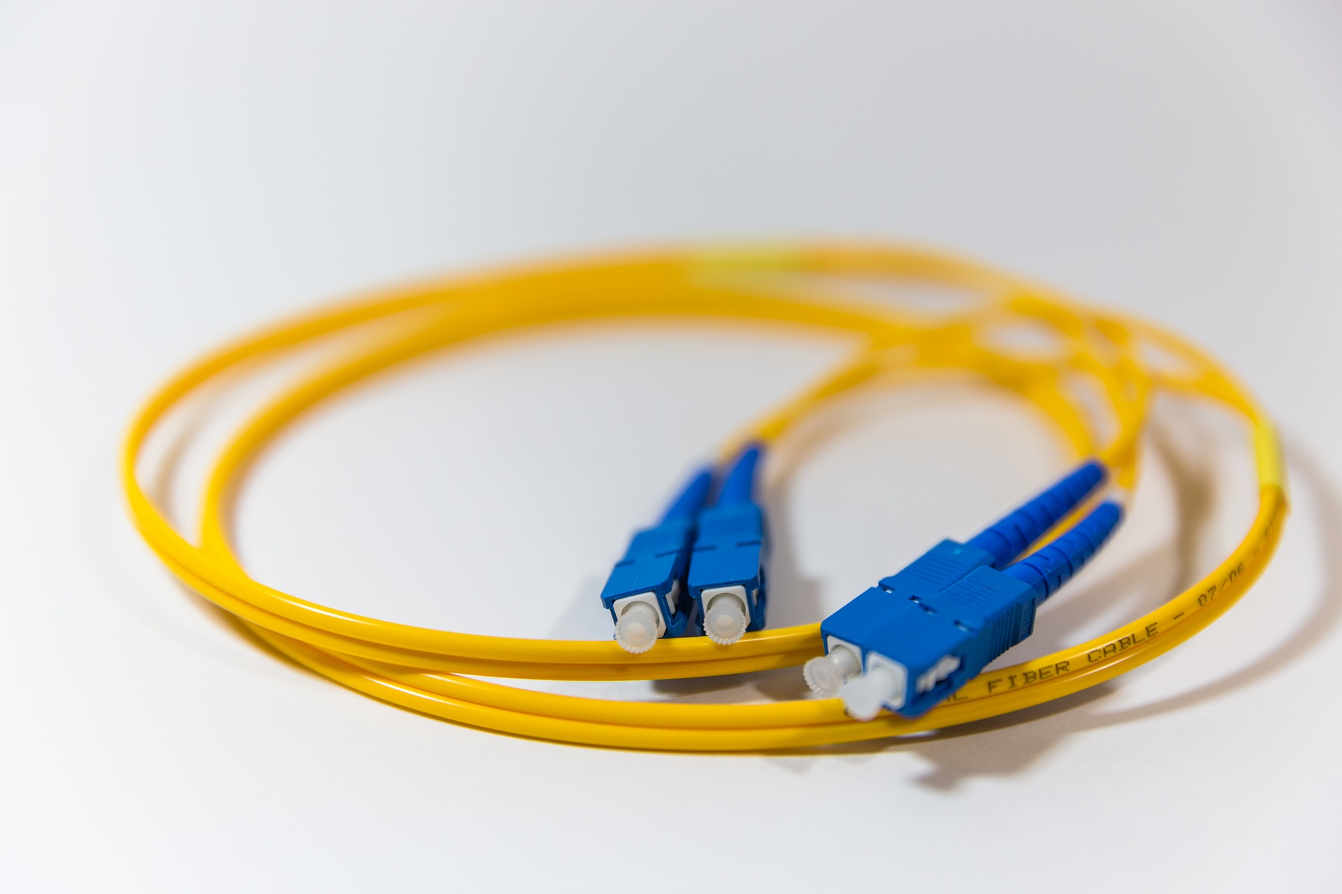 Fiber optic cable termination close-up